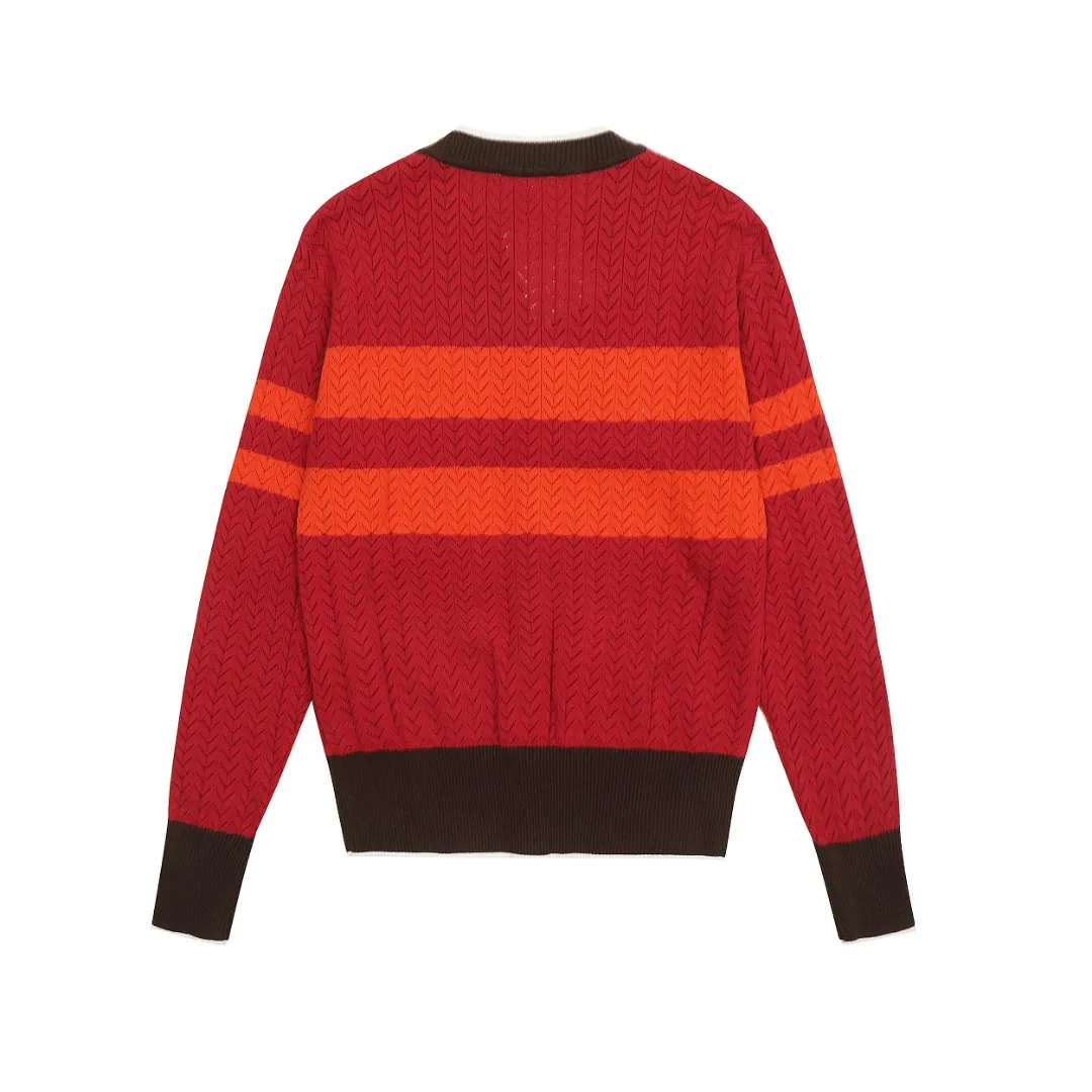 VIVI118 vivienne west wood Vivienne Contrasting Japanese style high-end Korean style cardigan knitted sweater wool 2024 autumn latest style simple contrasting color fashionable high-end wear Size: S -M- L Color: red black